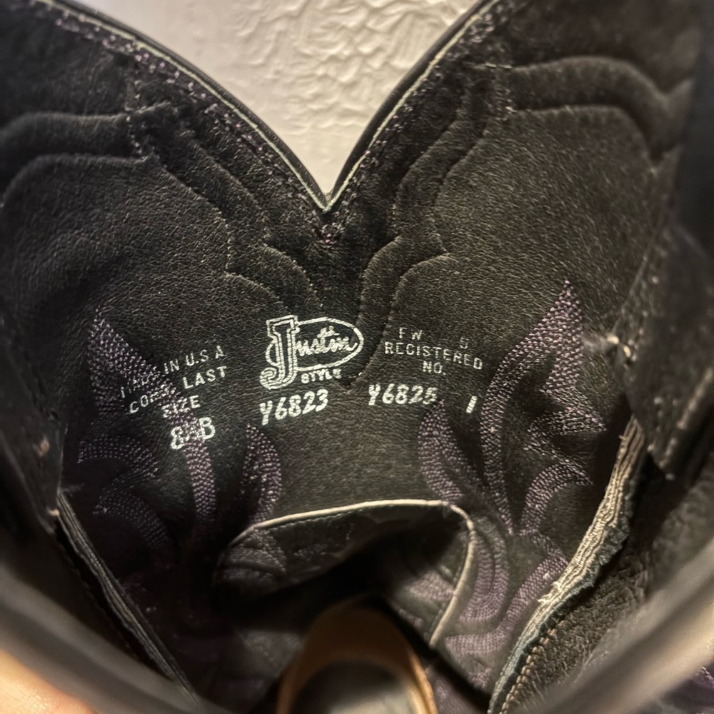 Justin Boots Women's Western Cowboy Boots - Black and Purple - Picture 5 of 5